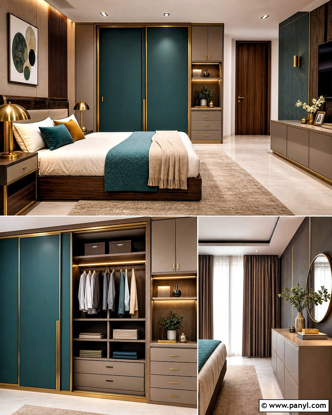 Teal And Warm Gray Bedroom Cupboards - 20 bedroom cupboards colour combination ideas