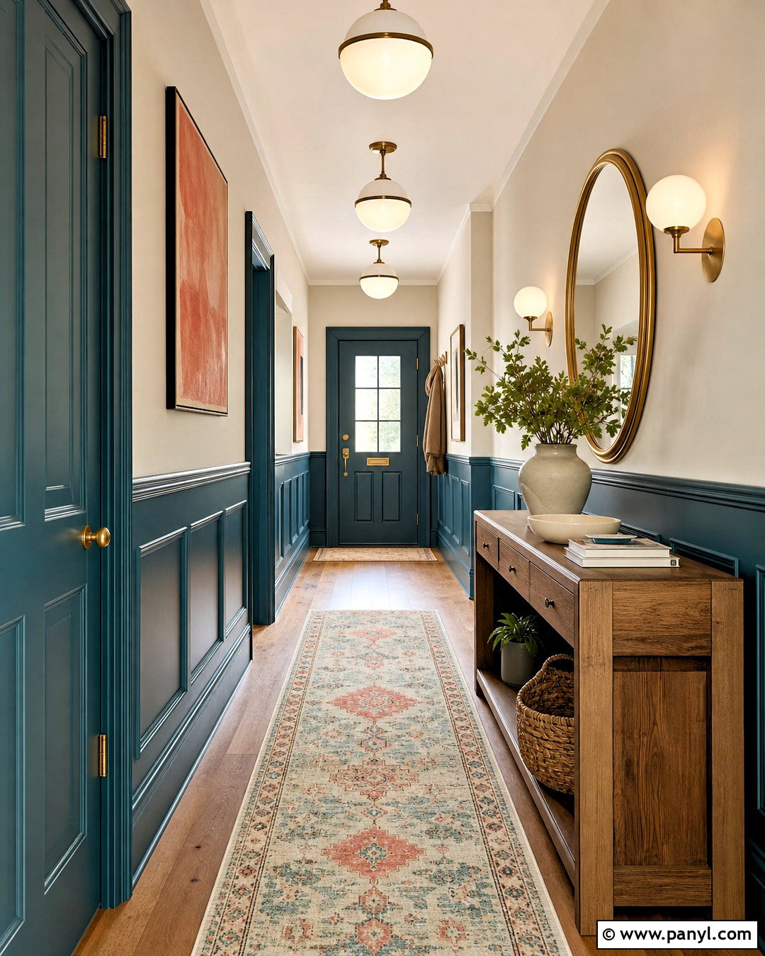 Teal And Warm White Hallway - 20 hallway colour schemes