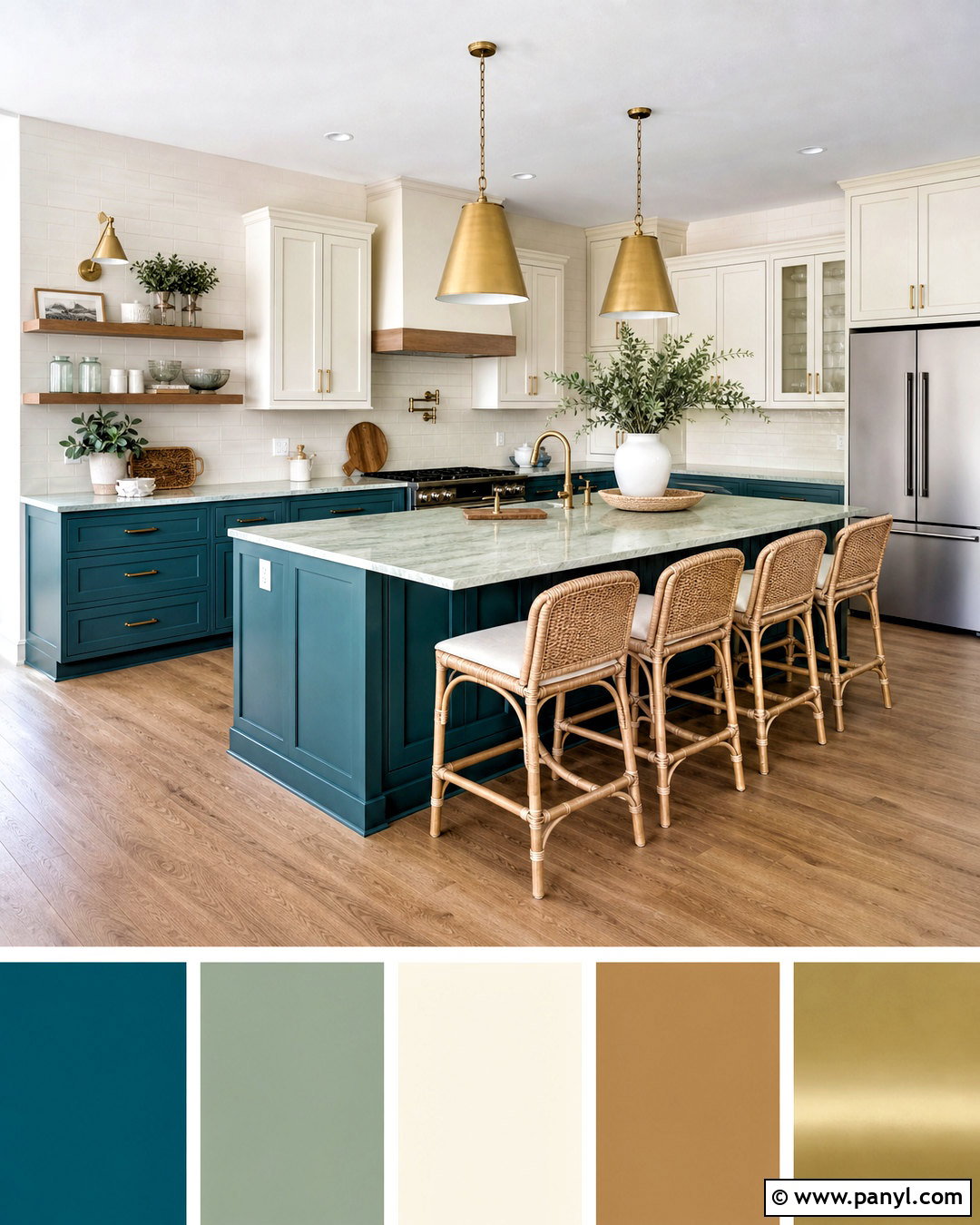 Teal And Warm White Kitchen Palette - 20 kitchen colour palettes