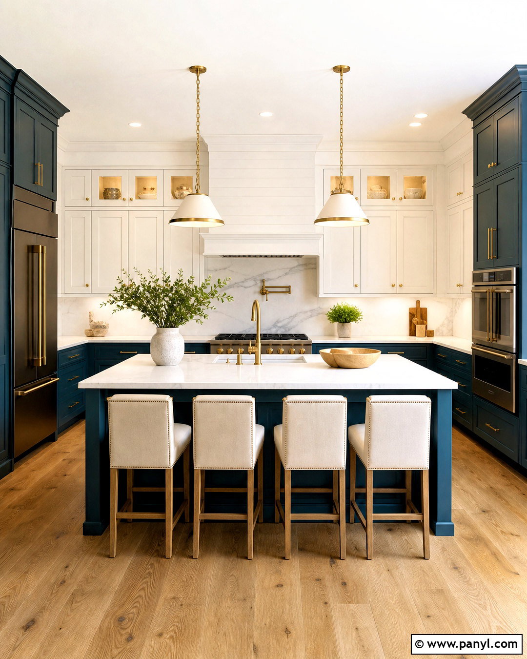 Teal And White Kitchen With Brass Hardware - 20 teal and white kitchen ideas