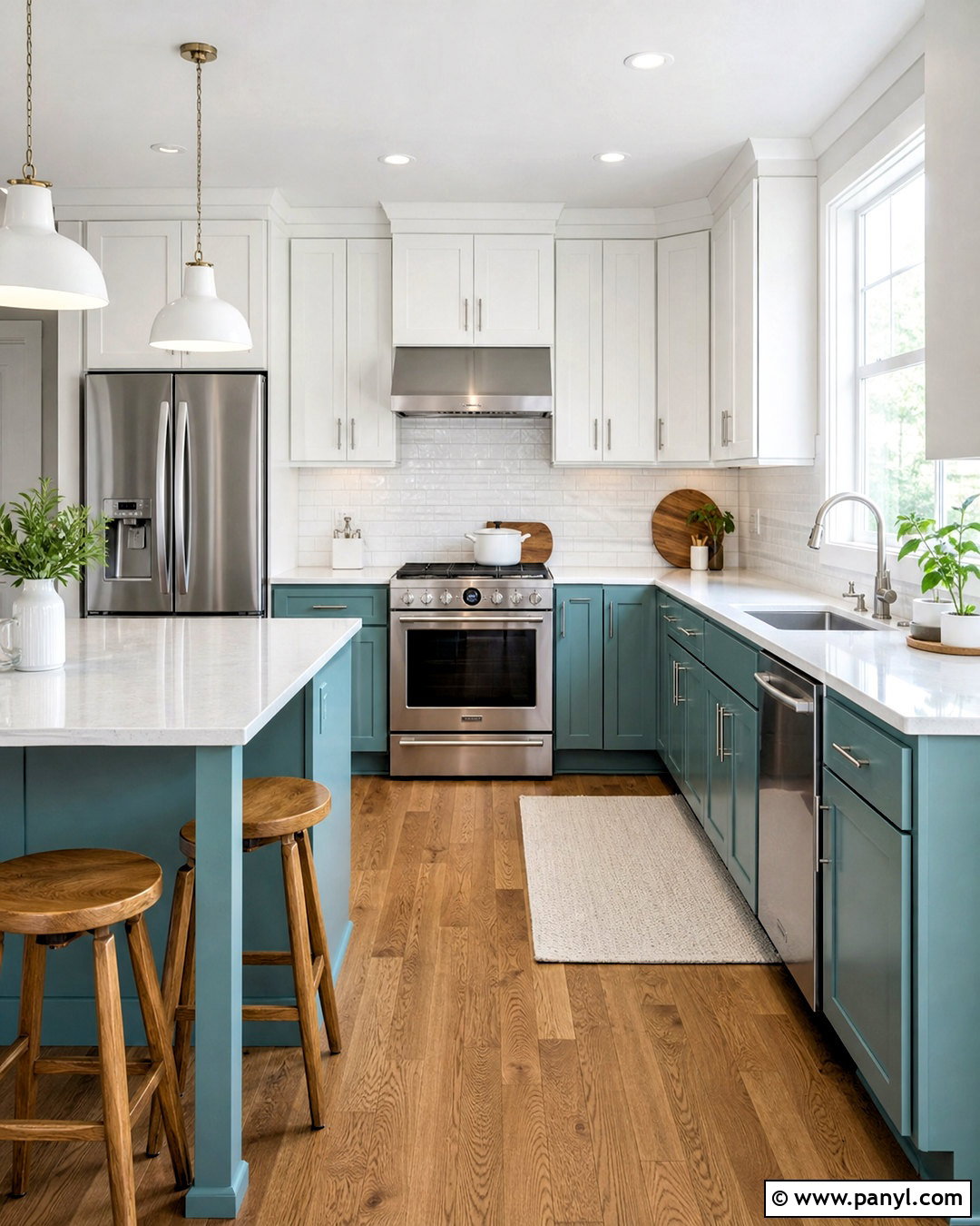 Teal And White Kitchen With Stainless Steel Appliances - 20 teal and white kitchen ideas
