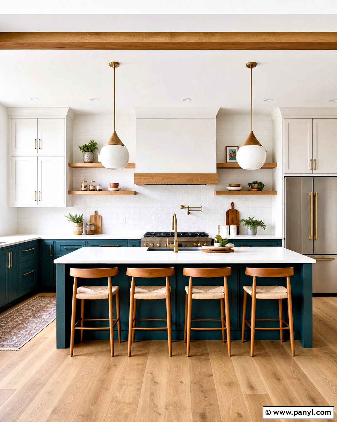 Teal And White Kitchen With Wood Accents - 20 teal and white kitchen ideas