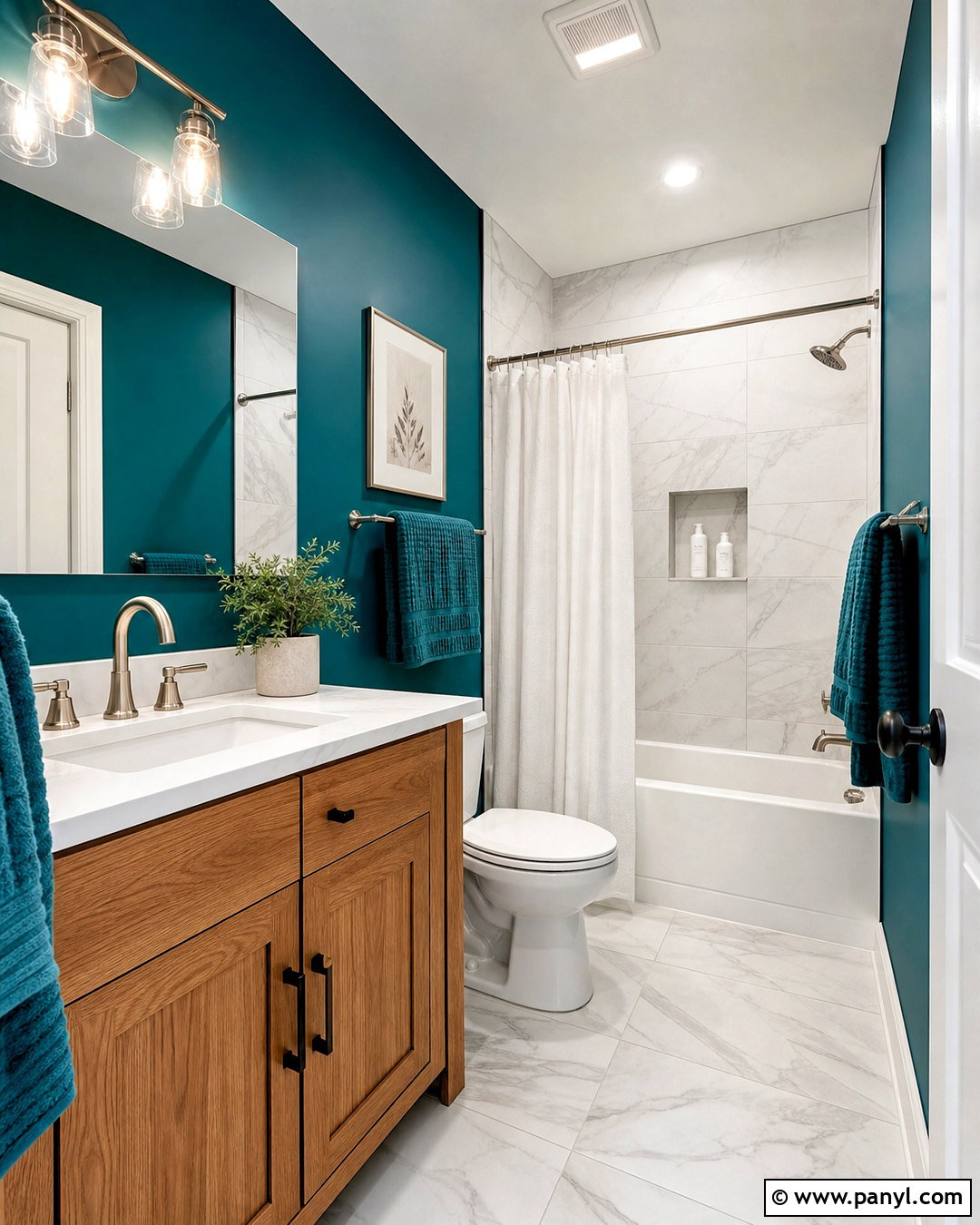 Teal Bathroom With Marble Tile - 20 teal interior design ideas