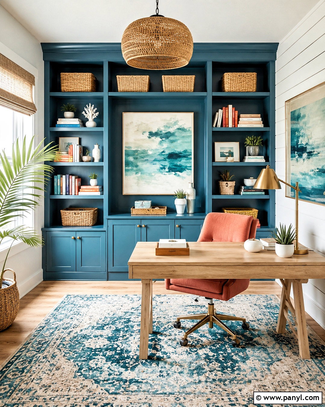 Teal Beach House Home Office - 20 colorful beach house decor ideas