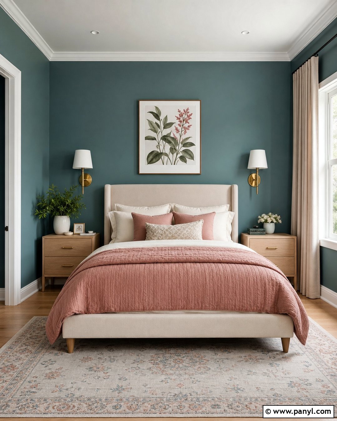 Teal Bedroom Walls With Blush Bedding - 30 teal painted walls