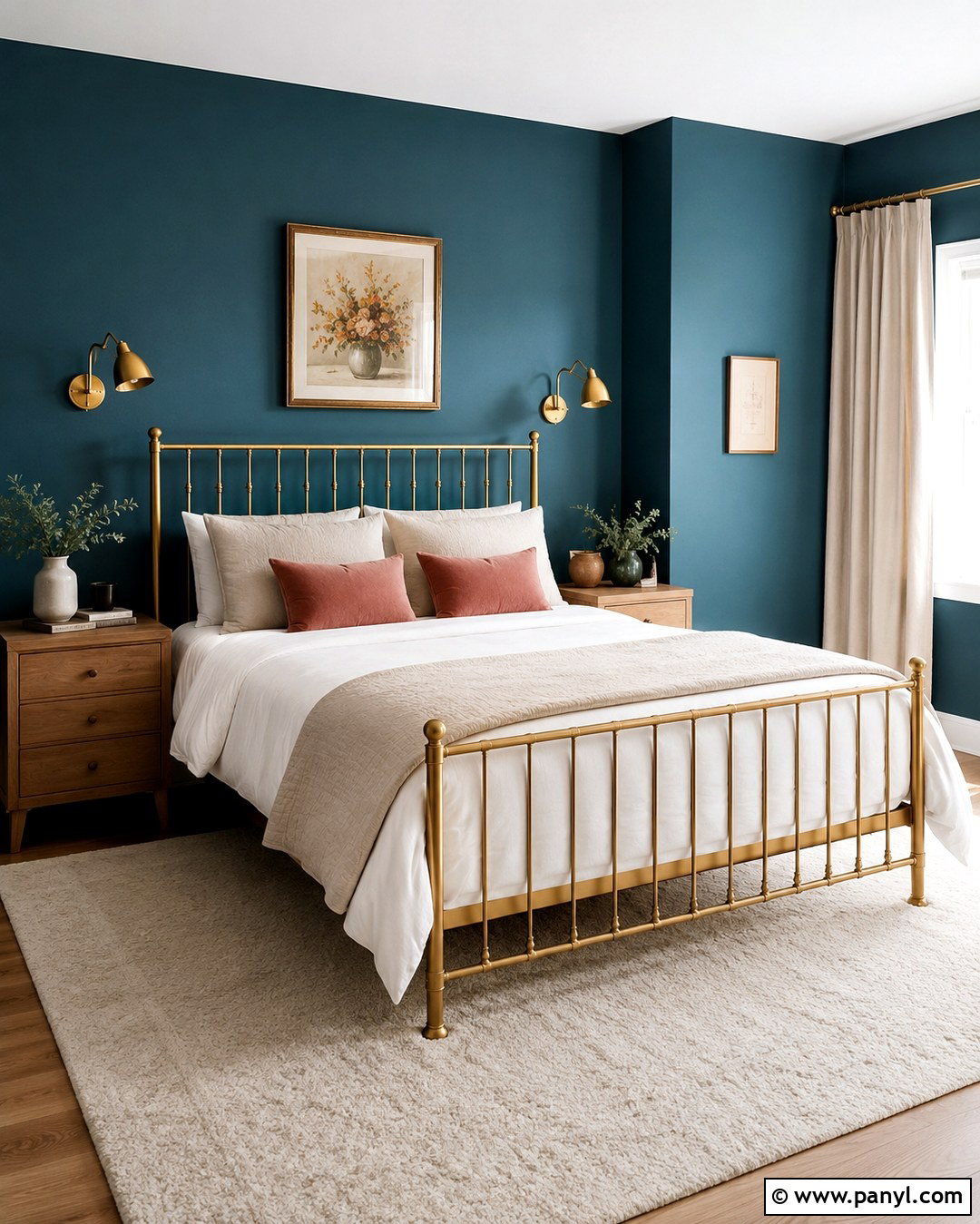 Teal Bedroom With Gold Bed Frame - 20 Teal Walls With Gold Accents