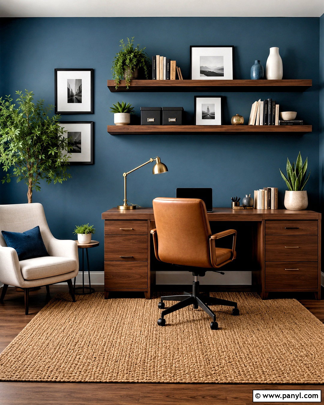 Teal Blue Accent Wall Home Office - 20 blue accent walls