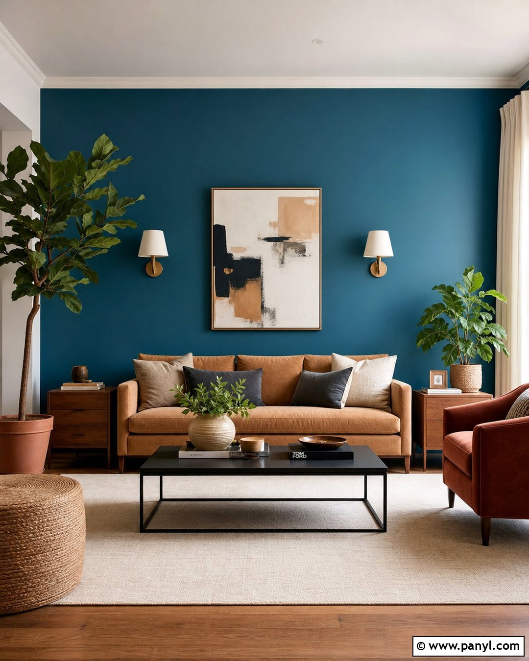 Teal Blue Accent Wall - 35 Blue Painted Walls