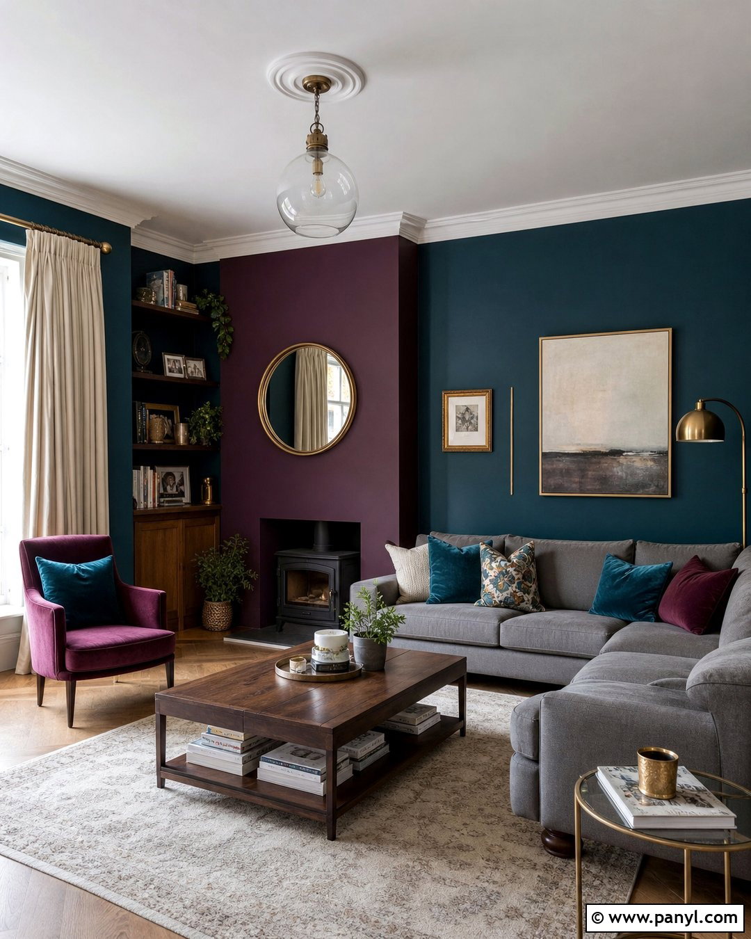 Teal Blue And Aubergine Living Room Walls - 25 Blue And Purple Wall Paint Ideas