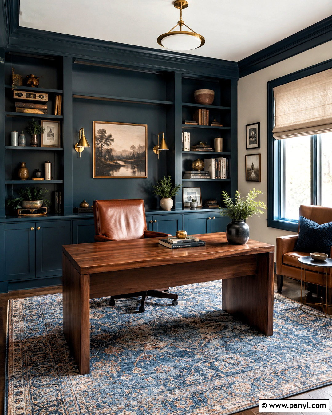 Teal Blue And Cognac Brown Office - 20 brown and blue color palette ideas