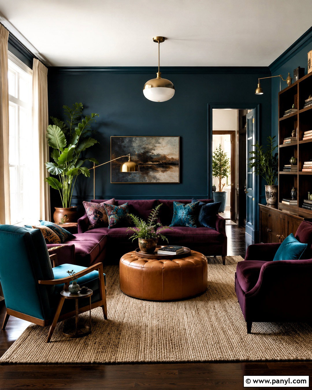 Teal Blue And Eggplant Living Room - 20 blue and purple living room ideas