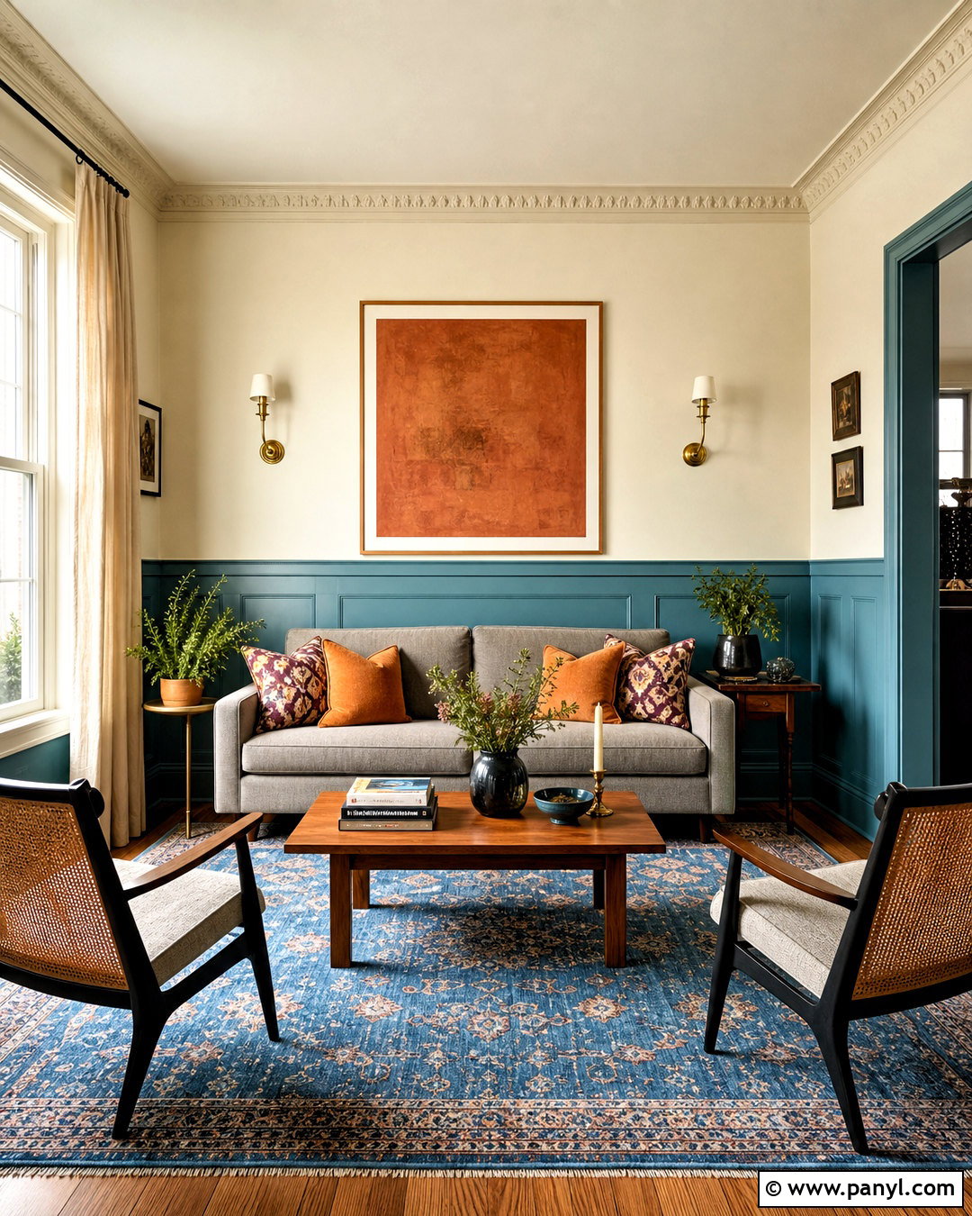 Teal Blue And Warm Ivory Living Room Walls - 20 2 tone living room walls paint colors