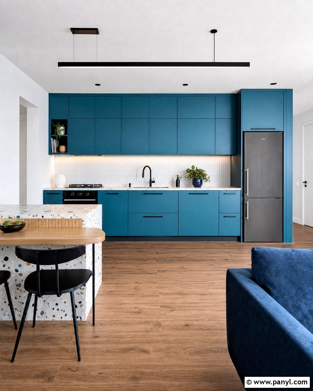 Teal Blue Apartment Kitchen - 20 small blue kitchen ideas