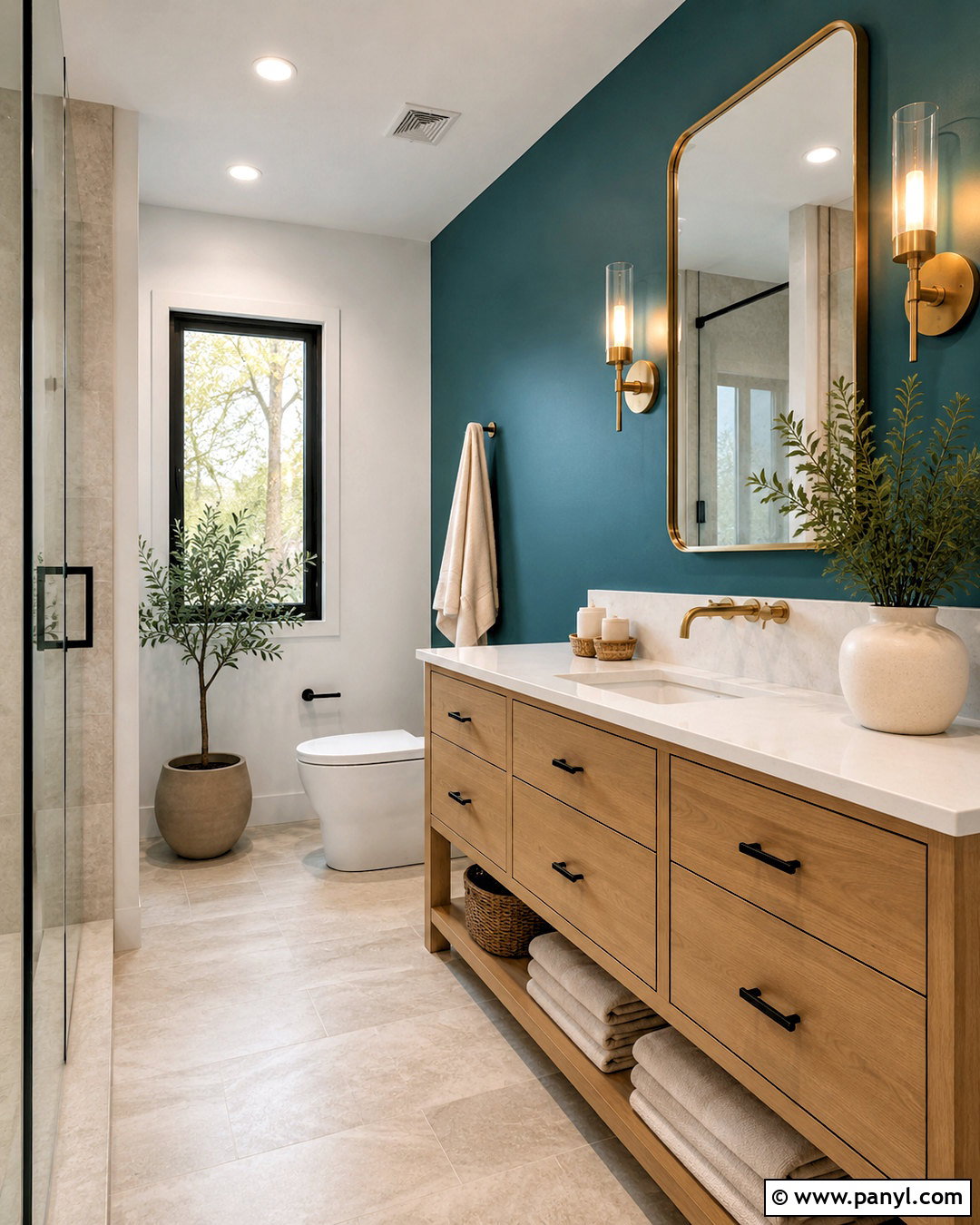 Teal Blue Bathroom Accent Wall - 40 Blue Accent Wall Ideas