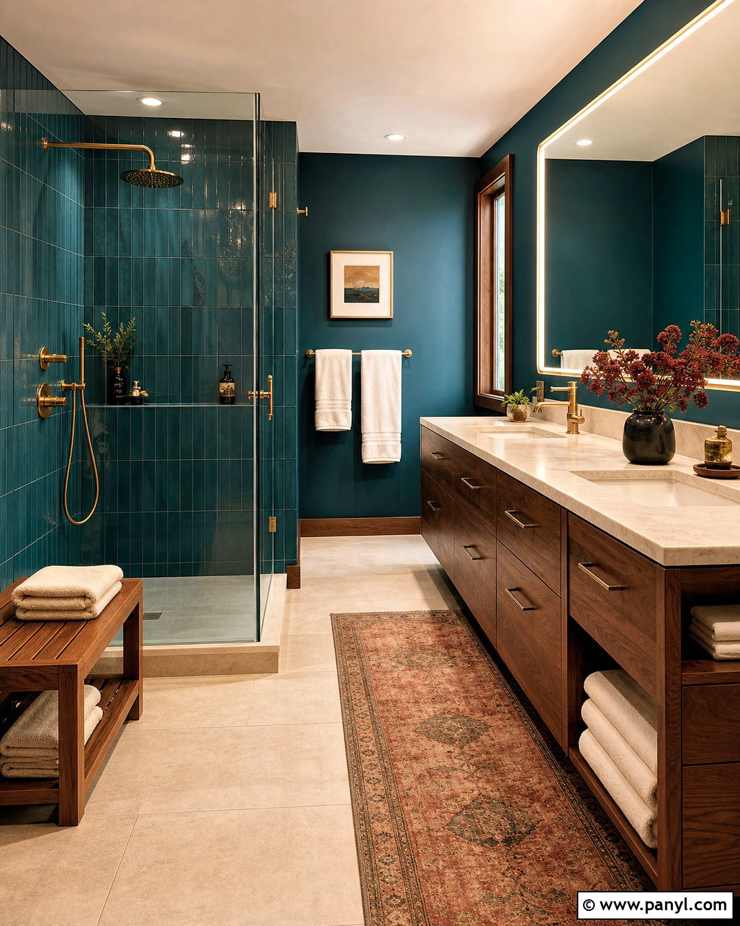 Teal Blue Bathroom With Warm Accents - 20 blue bathroom design ideas