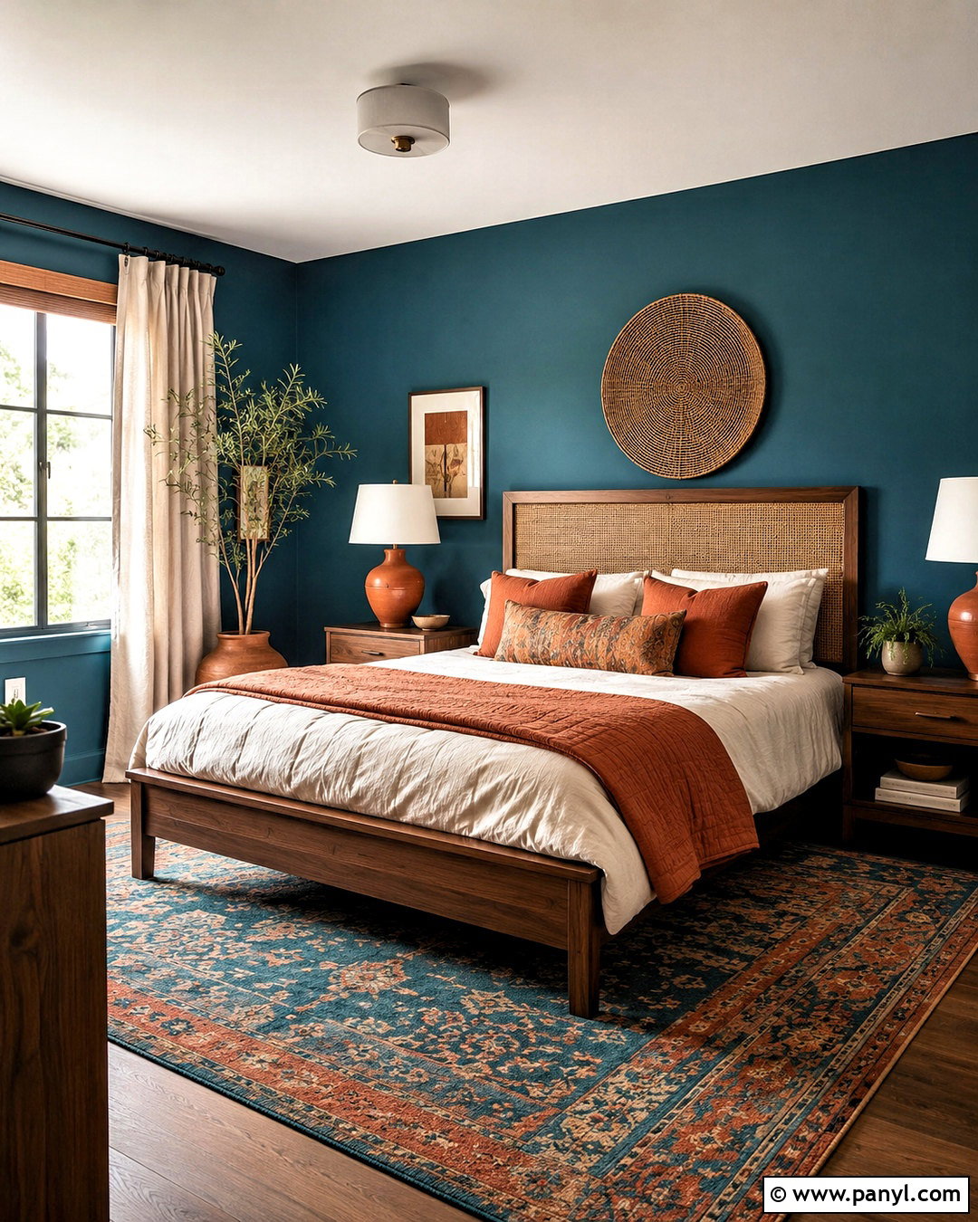Teal Blue Bedroom With Terracotta Accents - 20 blue colour bedroom ideas