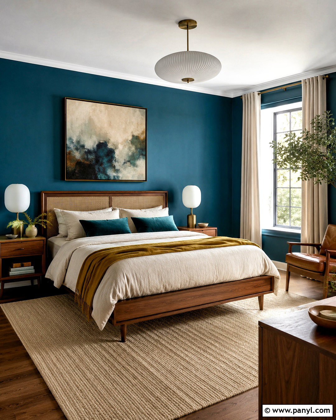 Teal Blue Bedroom With Walnut Furniture - 20 blue bedroom design ideas