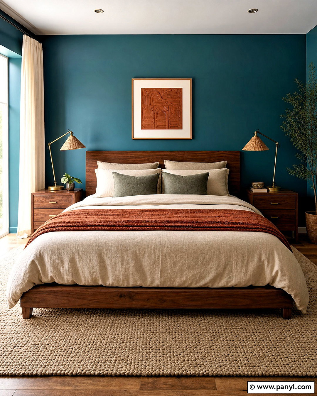 Teal Blue Bedroom With Walnut Wood - 20 bedroom ideas blue walls