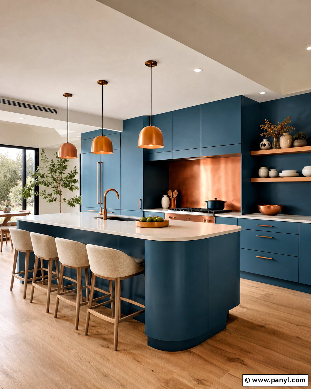 Teal Blue Cabinets With Copper Orange Accents - 20 blue and orange kitchen ideas