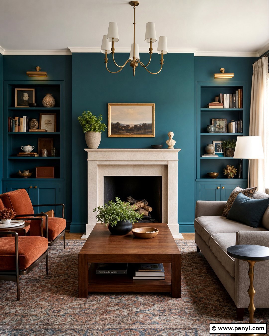 Teal Blue Fireplace Feature Wall - 35 blue feature wall ideas
