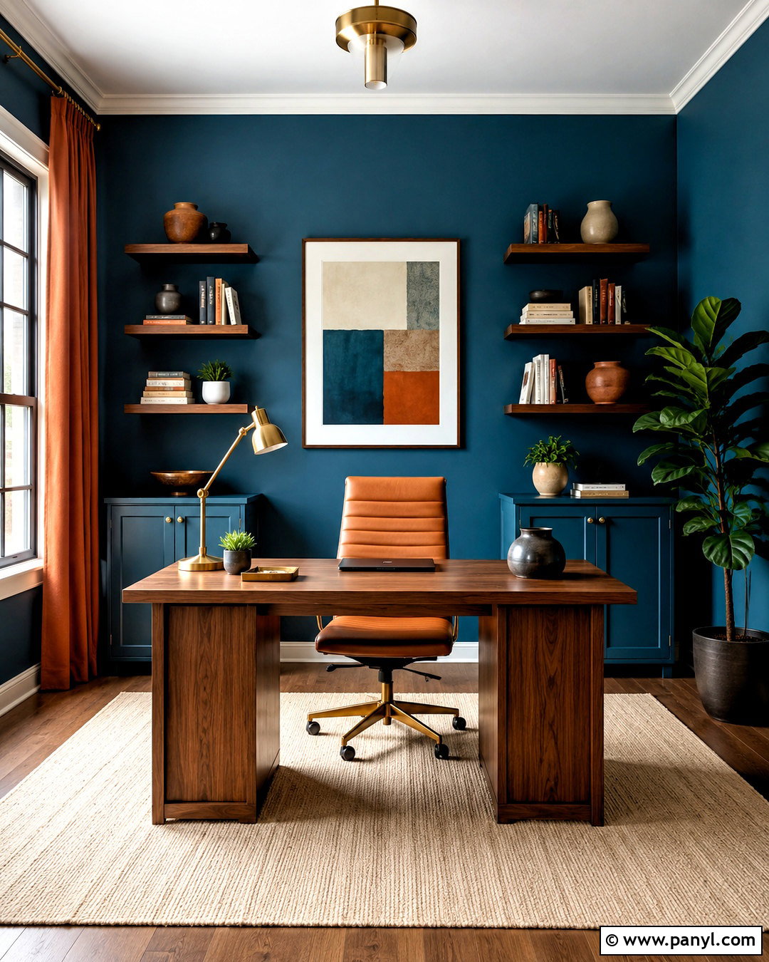 Teal Blue Home Office - 40 blue wall paint ideas