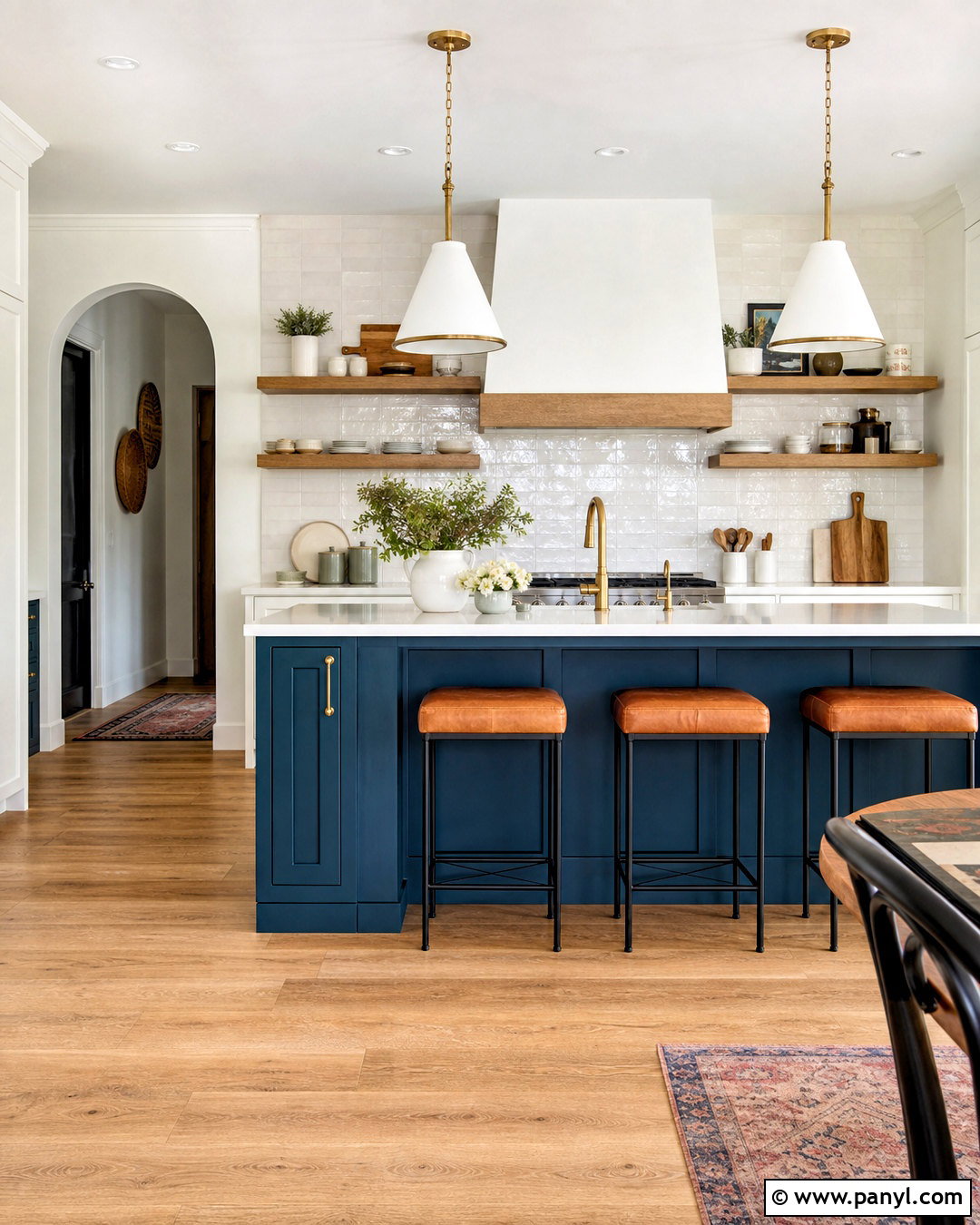 Teal Blue Kitchen Island With Wood Accents - 20 white kitchen with blue island ideas