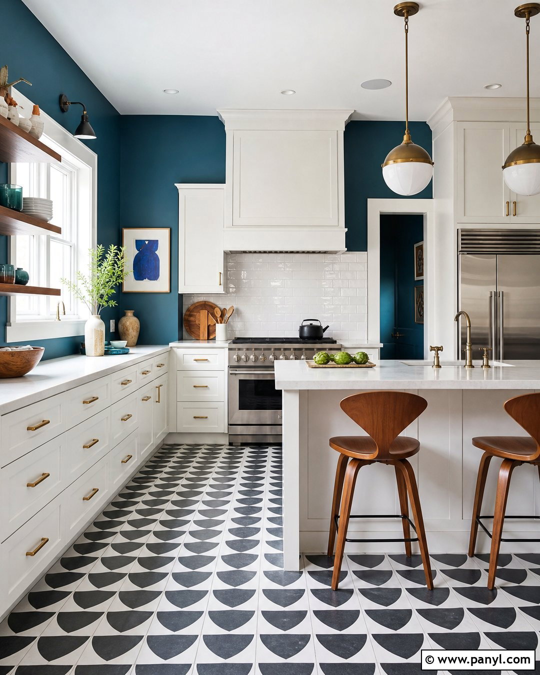 Teal Blue Kitchen Walls With White Cabinets - 35 blue walls kitchen ideas