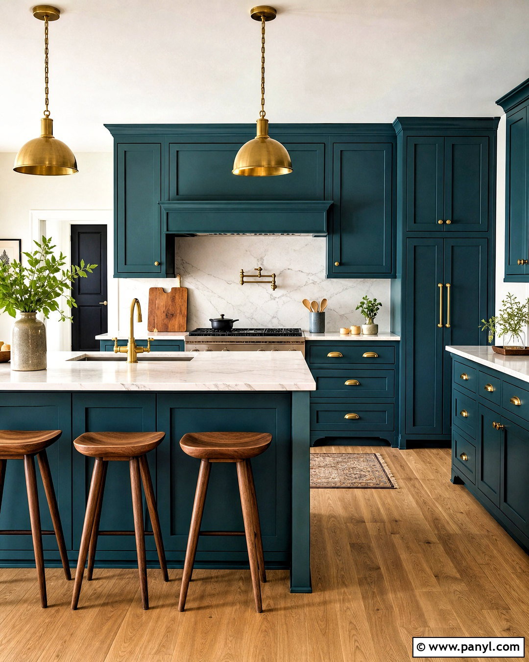 Teal Blue Kitchen With Brass - 20 teal blue kitchen ideas