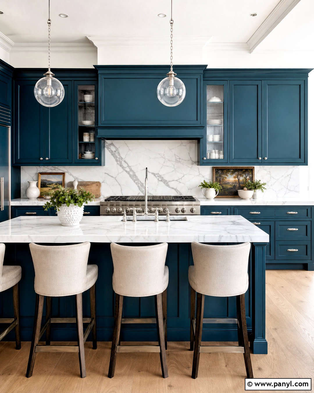 Teal Blue Kitchen With Marble - 20 teal blue kitchen ideas
