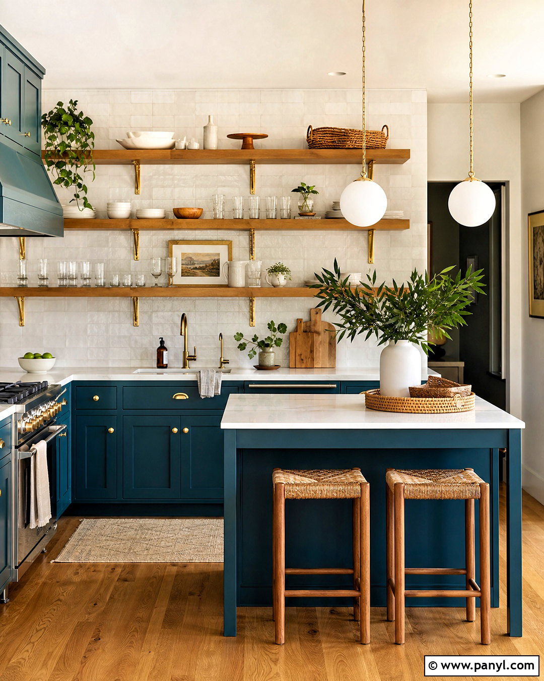 Teal Blue Kitchen With Open Shelving - 20 teal blue kitchen ideas
