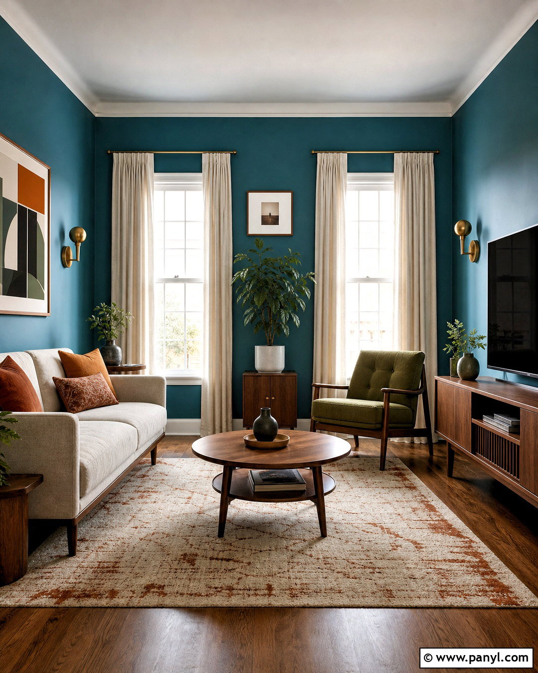 Teal Blue Living Room Walls With Walnut Furniture - 20 blue living room walls