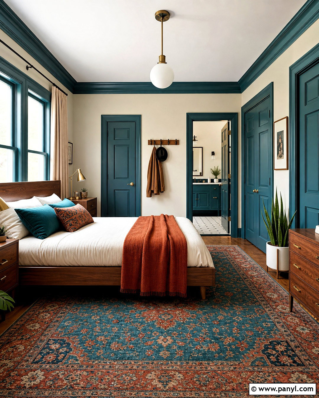 Teal Blue Trim Bedroom With Cream Walls - 20 blue trim bedroom ideas