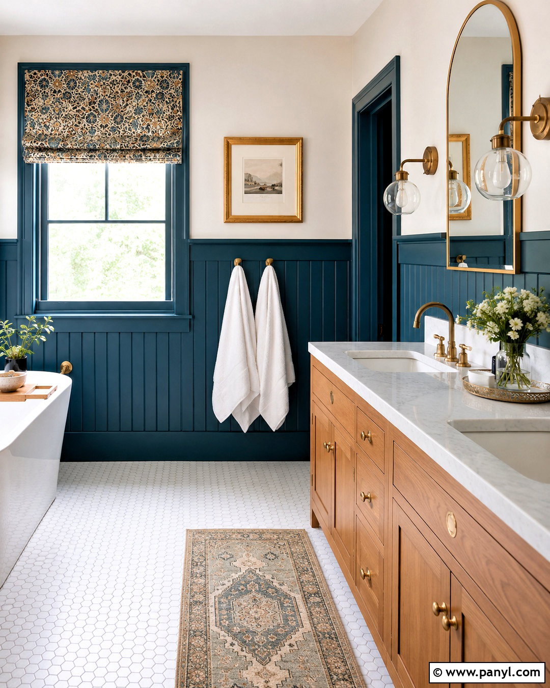 Teal Blue Wall Panelling Bathroom - 20 blue wall panelling ideas