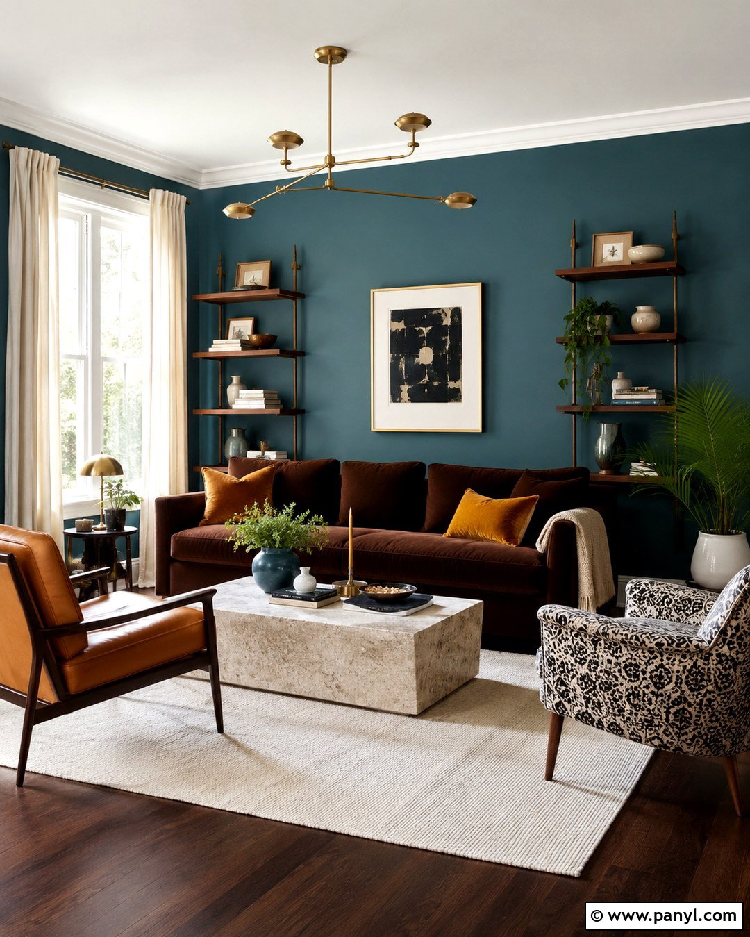 Teal Blue Walls With Chocolate Brown Couch - 20 Blue Wall Brown Couch Ideas