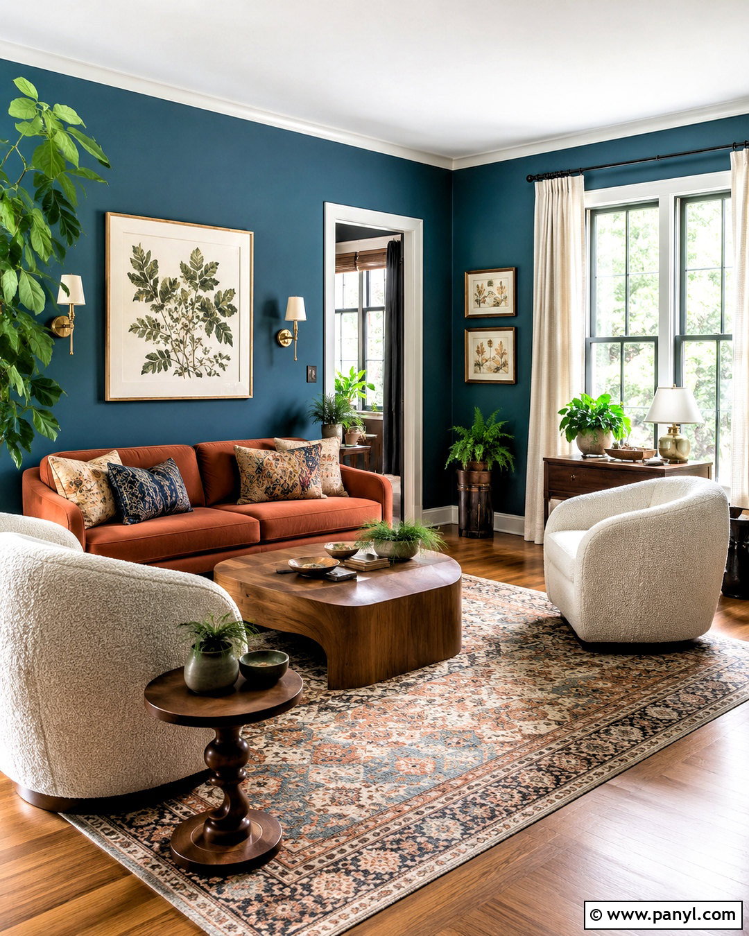 Teal Blue Walls With Rust Furniture - 20 blue walls living room ideas