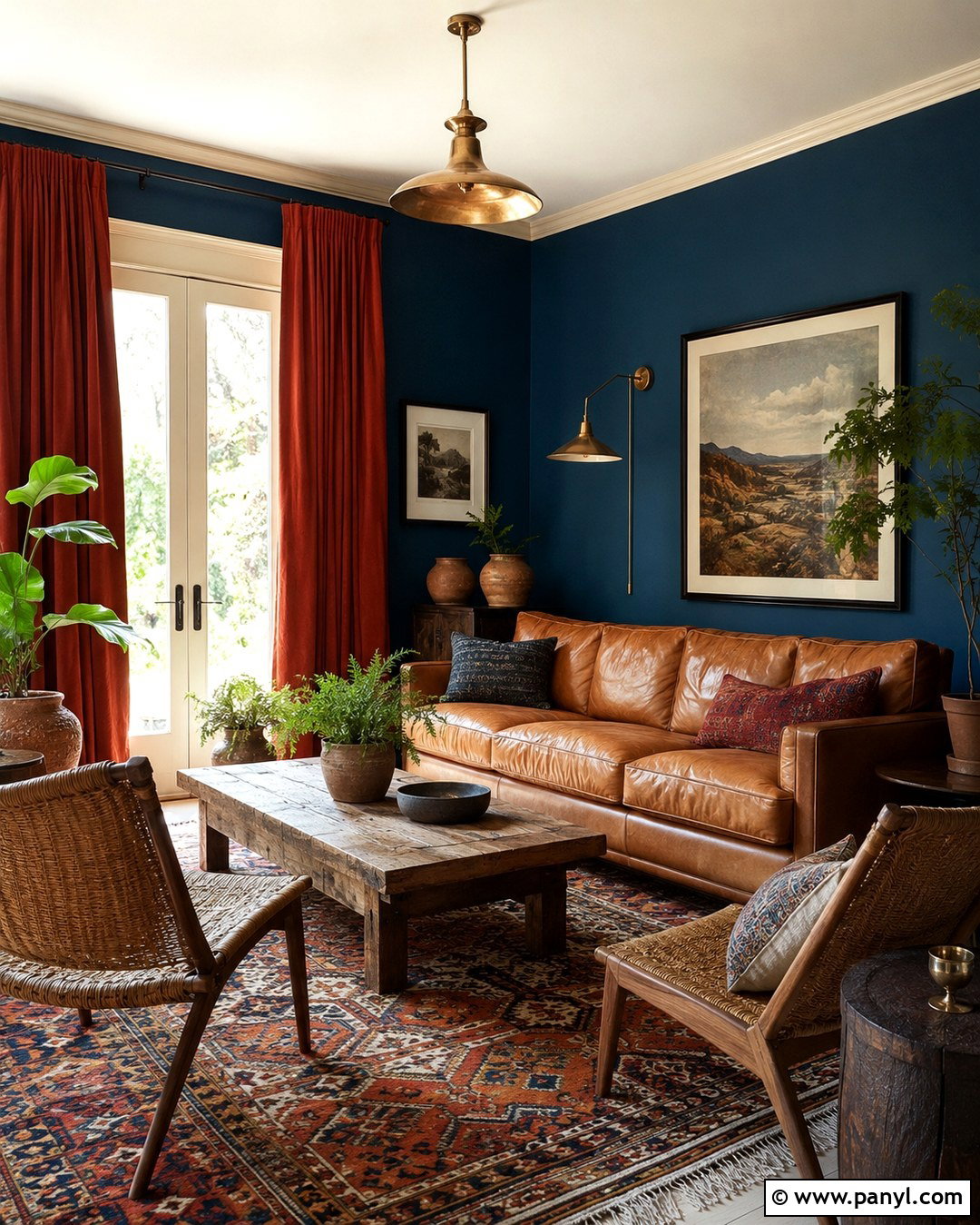 Teal Blue Walls With Rust Red Curtains - 20 Blue Walls Red Curtains