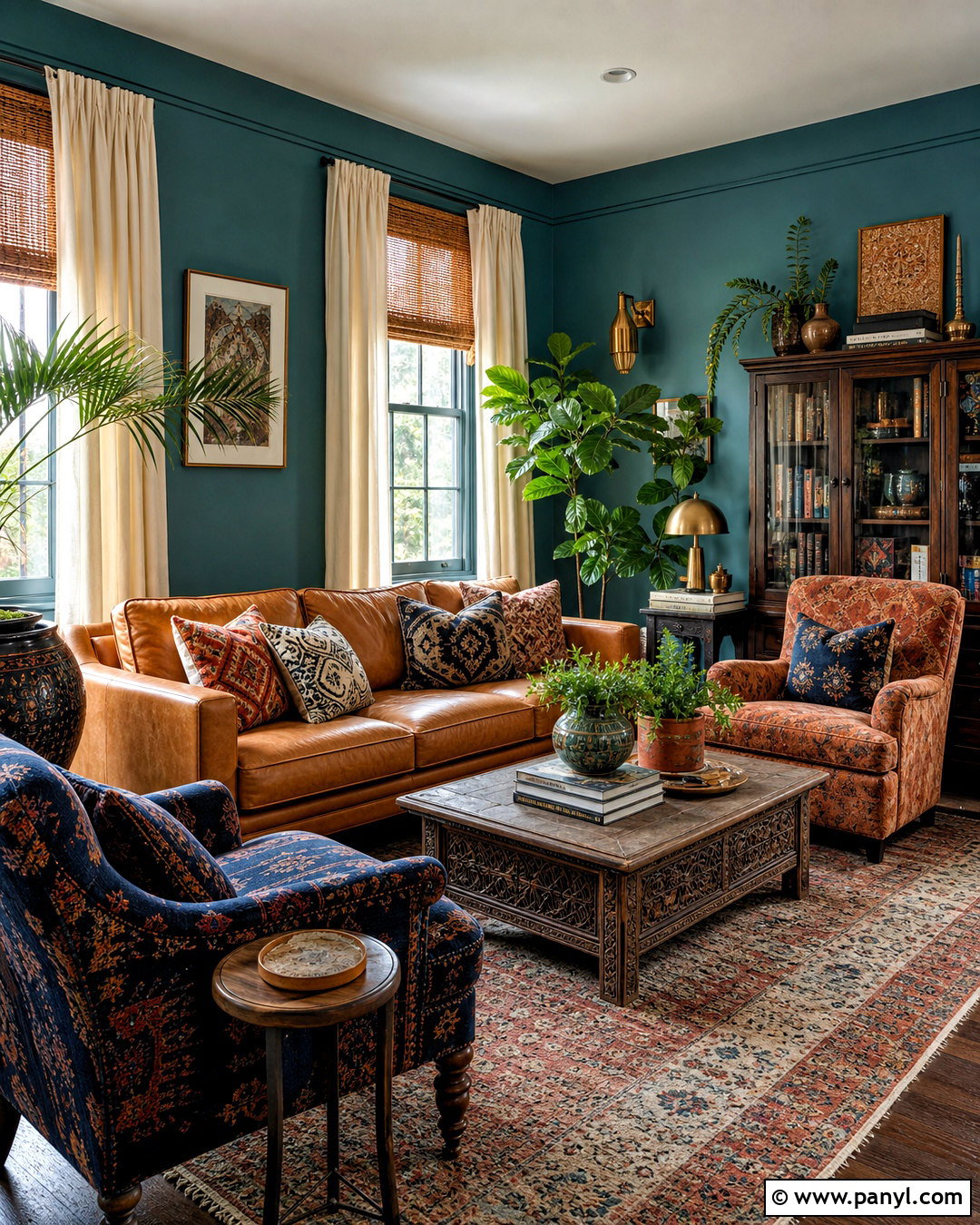 Teal Boho Living Room - 20 teal interior design ideas