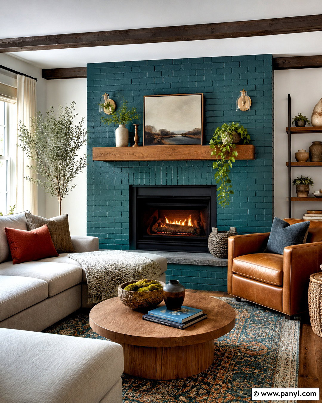 Teal Brick Wall Fireplace - 20 colored brick wall interior design ideas