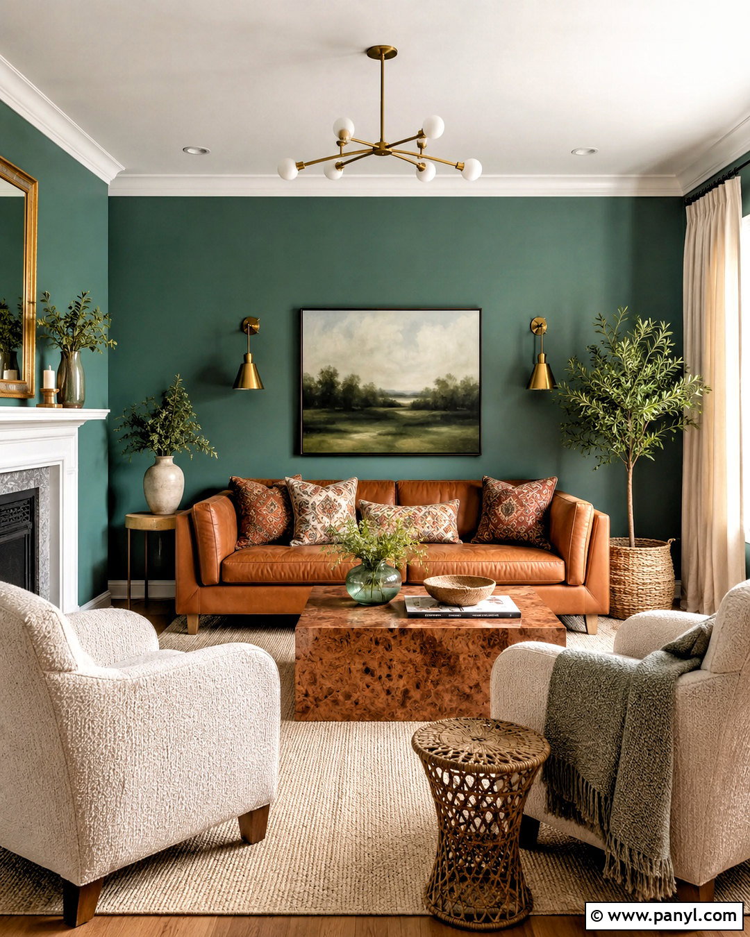 Teal Caramel And Warm White Living Room Color Combination - 20 best color combinations for living room ideas