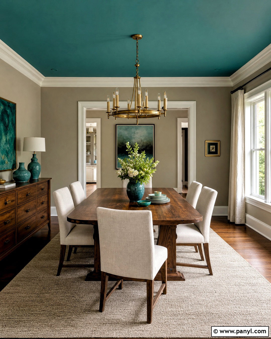 Teal Ceiling Dining Room - 20 teal dining room ideas