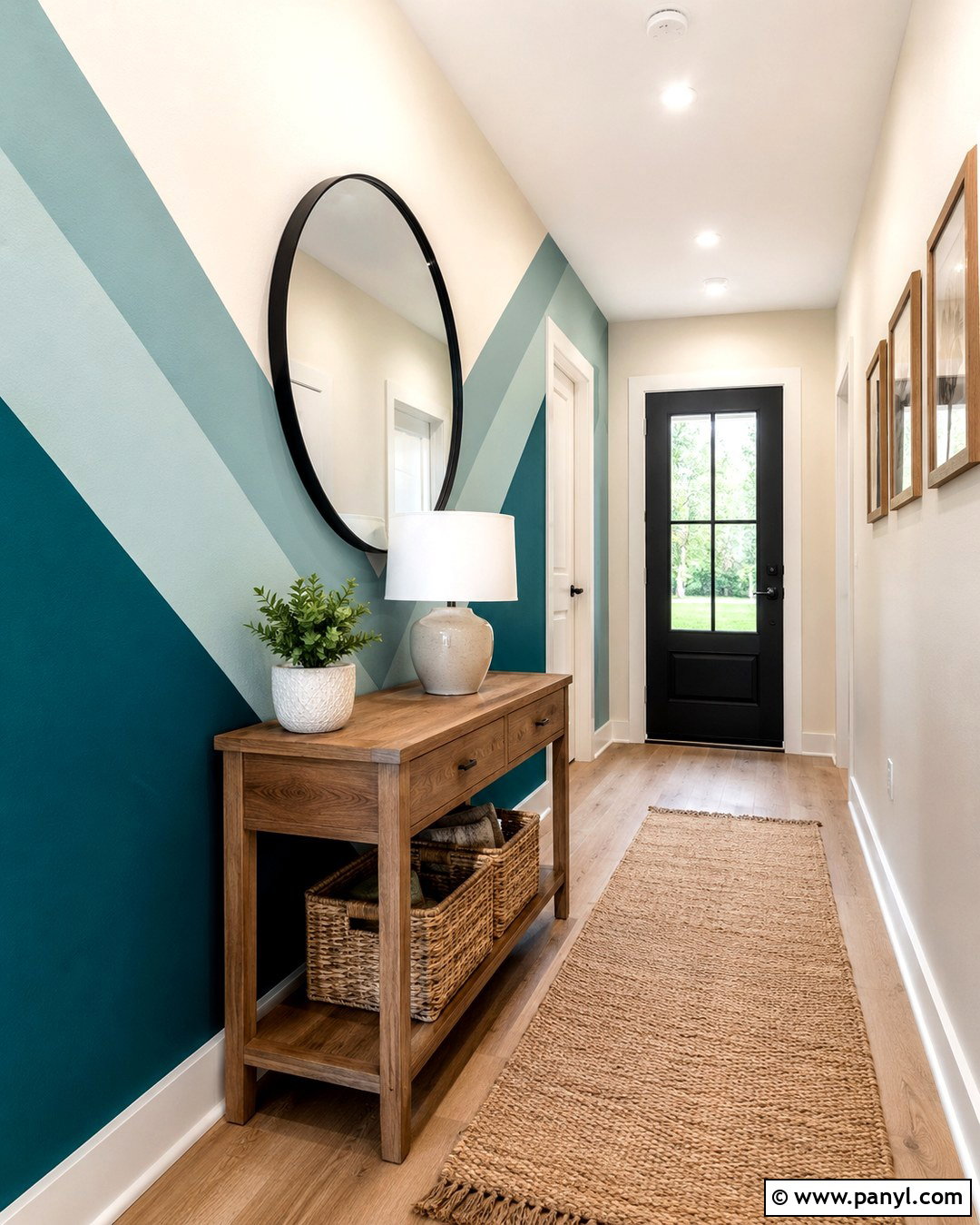 Teal Chevron Geometric Wall - 20 Modern Geometric Wall Paint Ideas