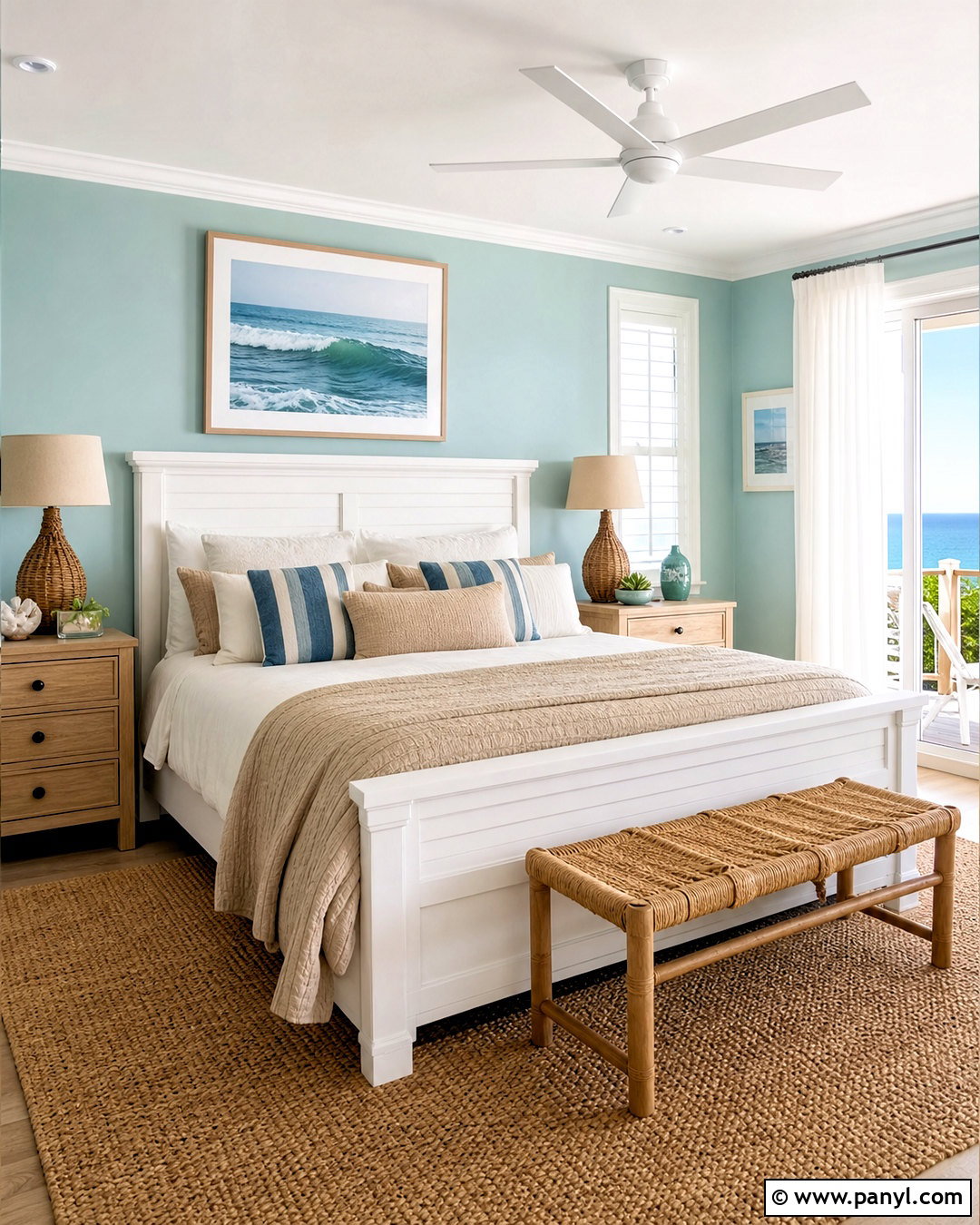 Teal Coastal Bedroom - 20 teal wall bedroom ideas