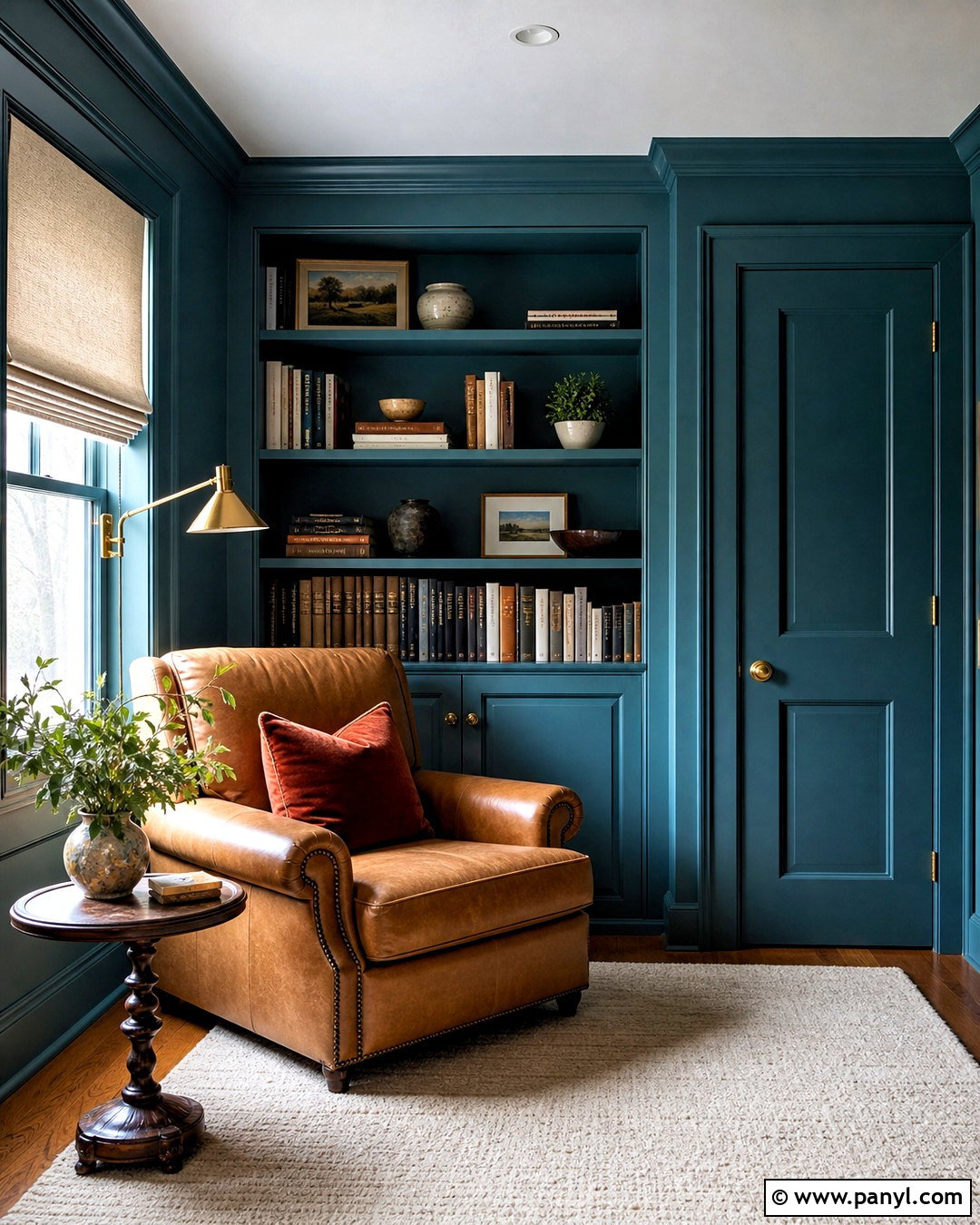Teal Color Drenched Reading Room - 20 teal interior design ideas