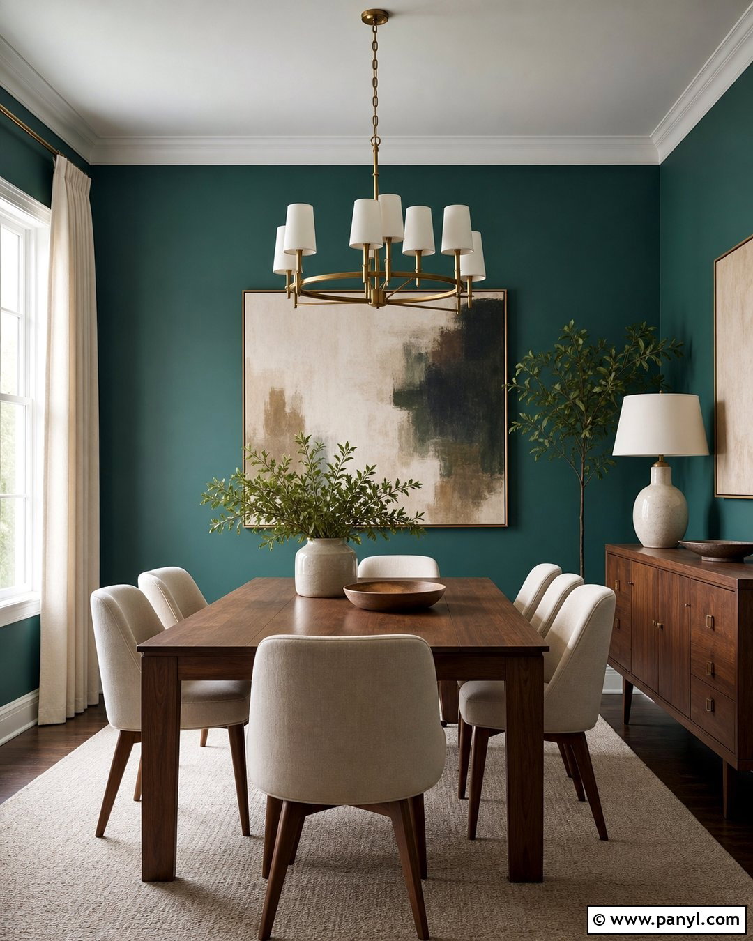 Teal Dining Room Walls With Walnut Furniture - 30 teal painted walls