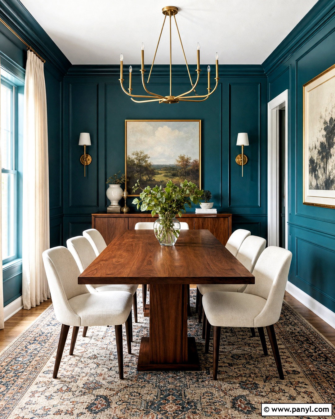 Teal Dining Room With Brass Accents - 20 teal interior design ideas