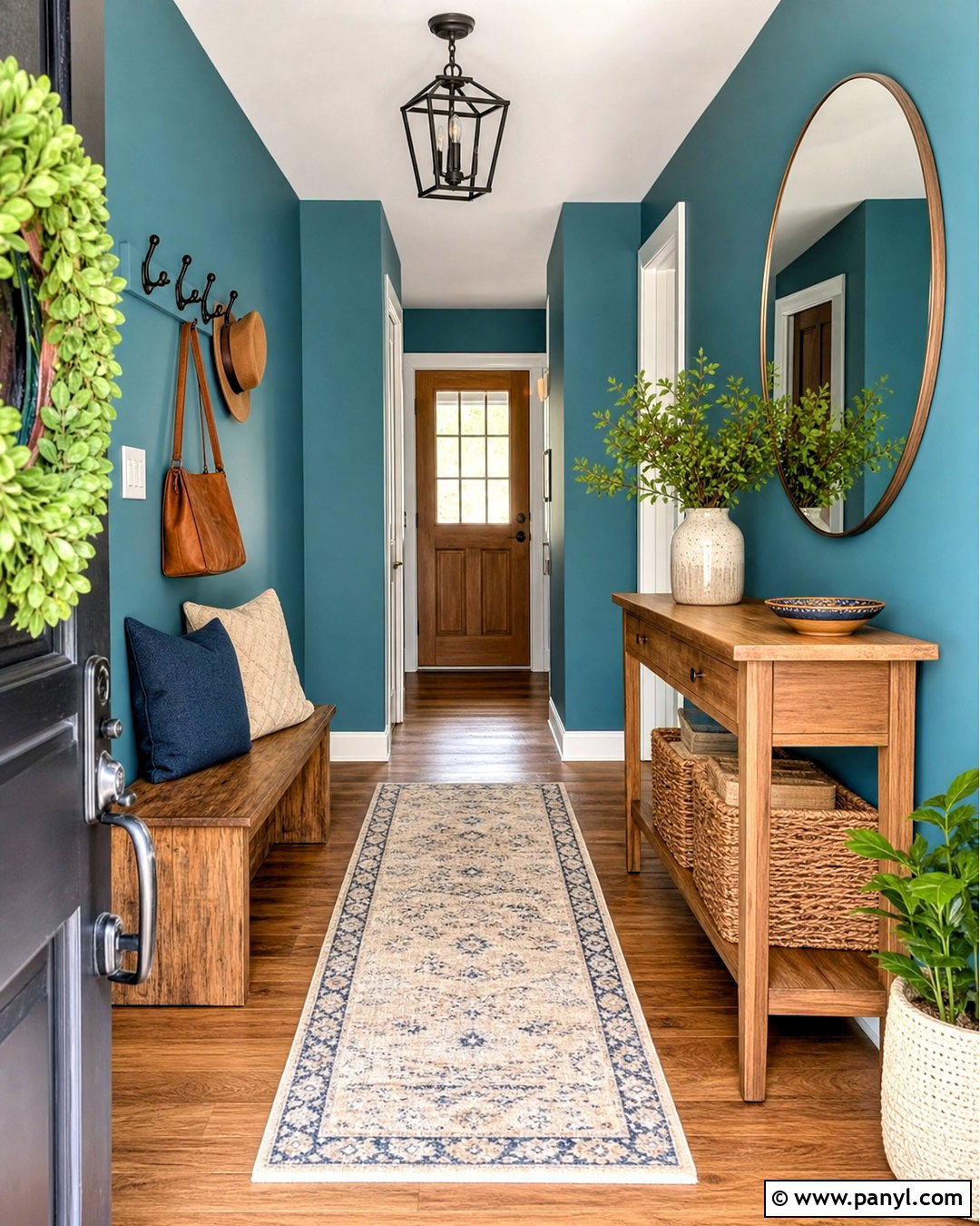 Teal Entryway Walls With Wood - 20 teal walls