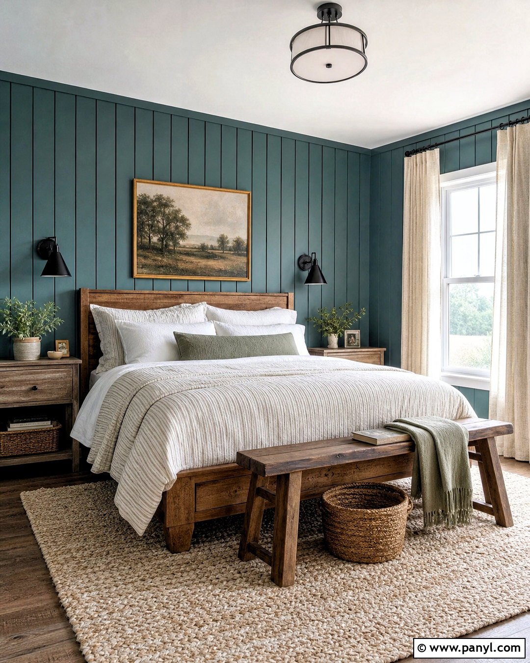 Teal Farmhouse Bedroom - 20 teal wall bedroom ideas