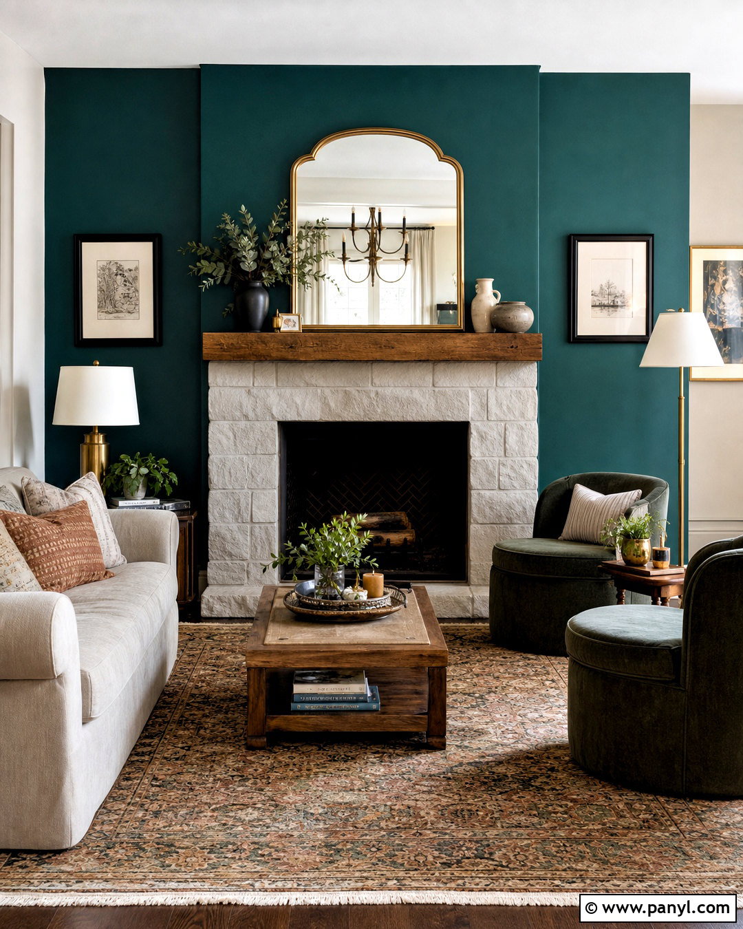 Teal Fireplace Accent Wall - 20 teal accent wall living room ideas