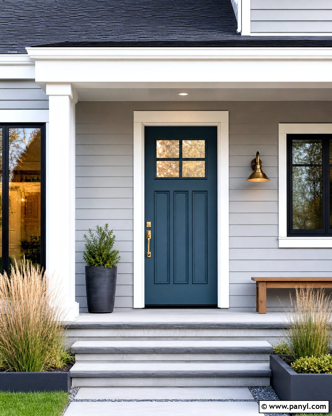 Teal Front Door With Gray House - 20 grey house door color ideas