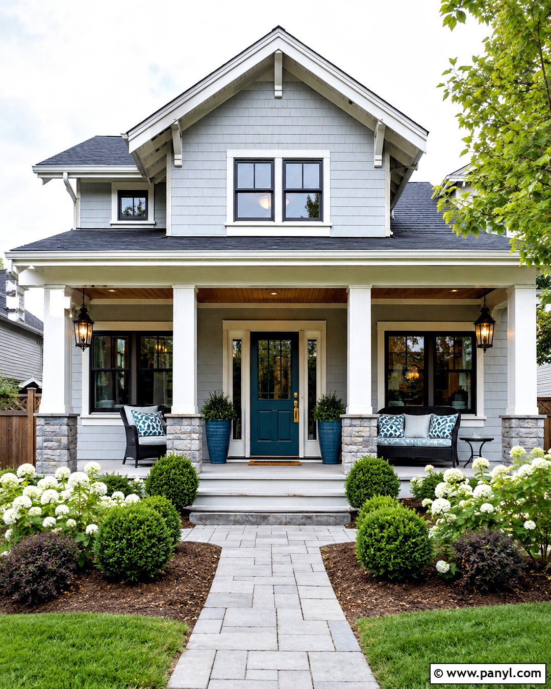 Teal Front Door - 20 door colors for gray house ideas